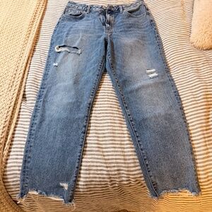 Vervet Jeans Distressed High Rise Wide Leg Raw Hem 29 Blue Medium wash Stretch